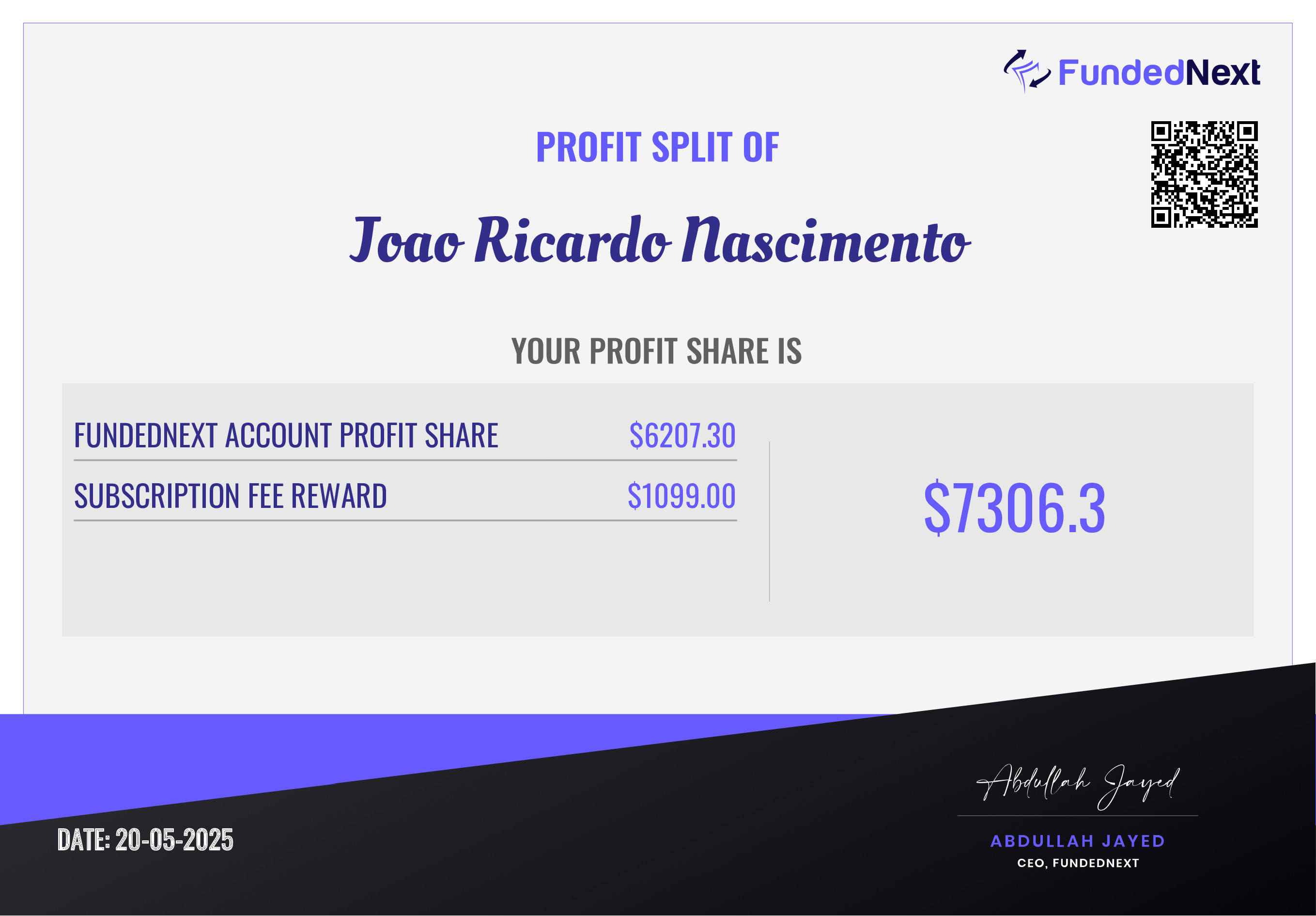 FundedNext payout #1