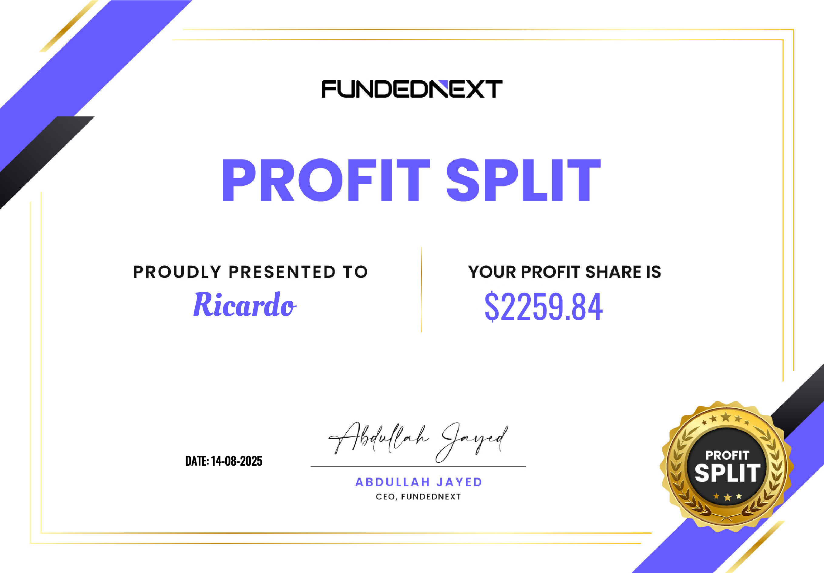 FundedNext payout #3