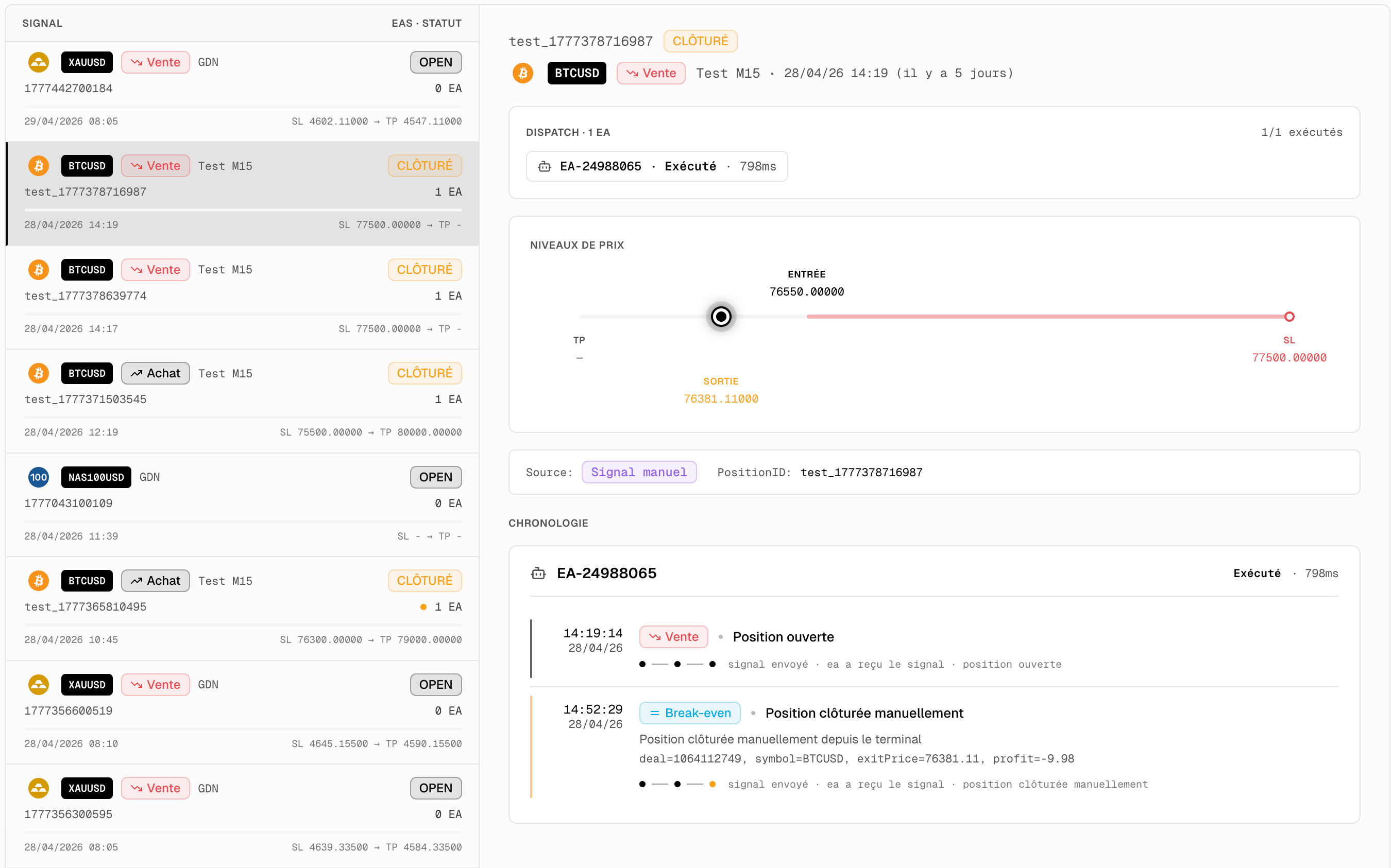 ProTradingEA dashboard